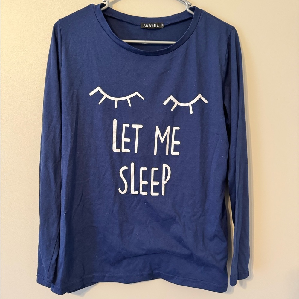 Blue Long Sleeve 'Let Me Sleep' Loungewear
